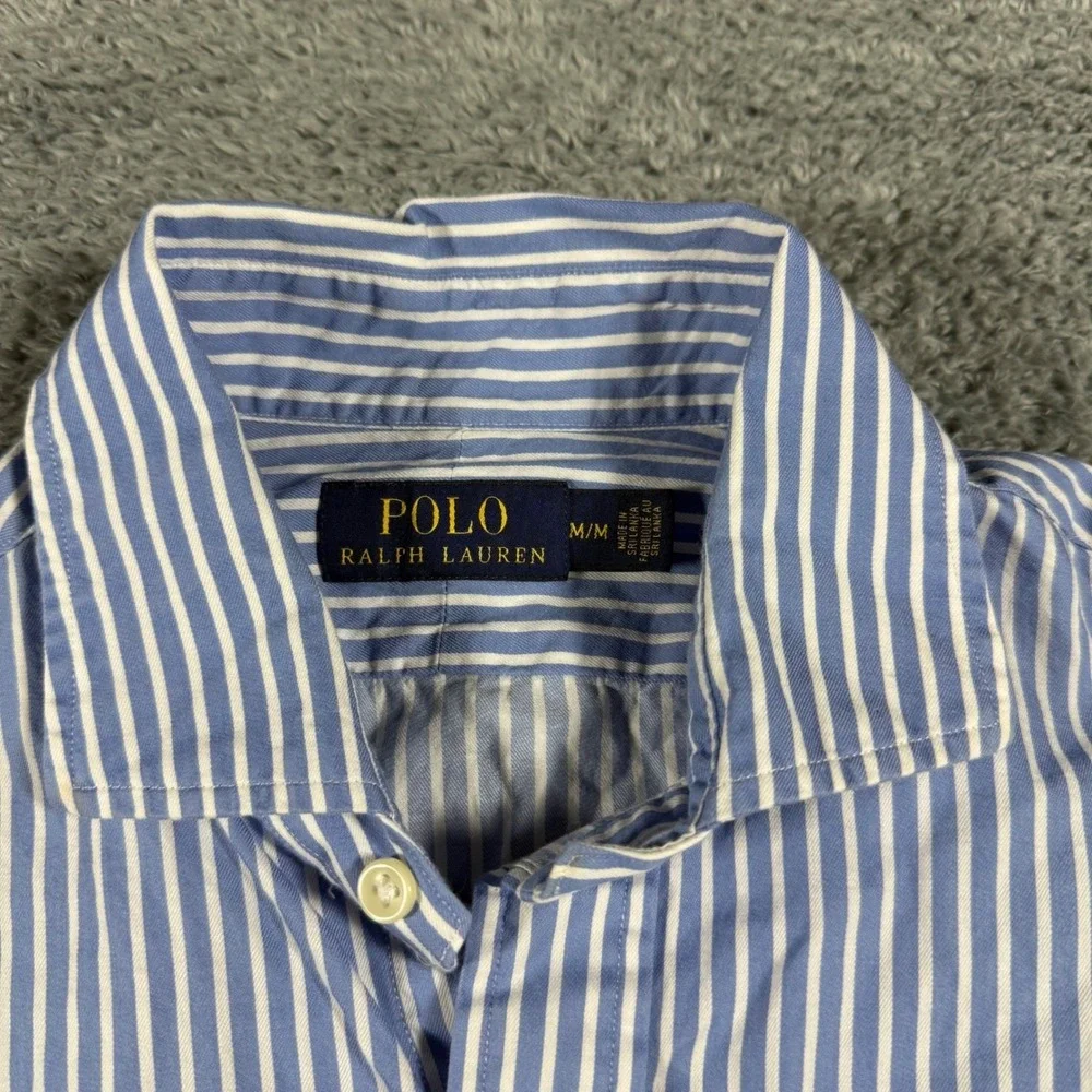 Lot of 2 Polo Ralph Lauren Button Shirts Mens Medium‎ Blue Striped & Plaid Multi